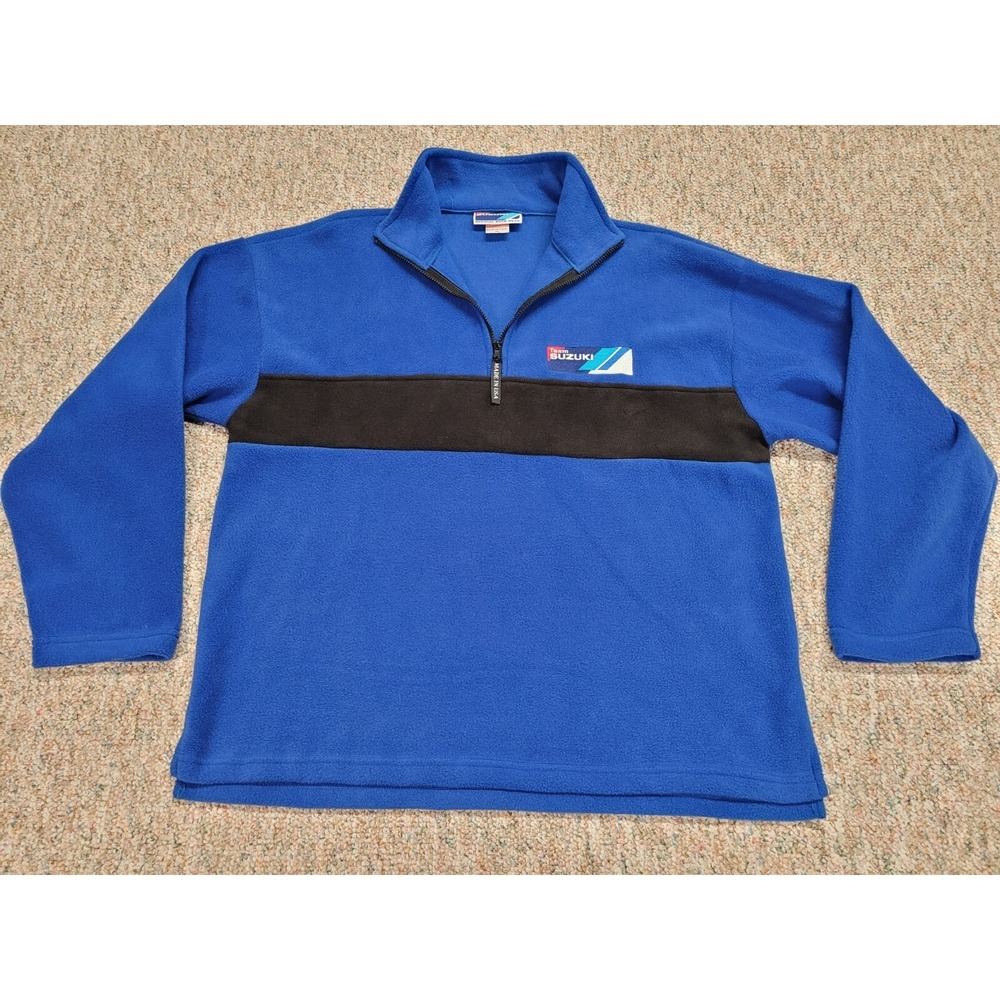 Team Suzuki Sweater Mens XL‎ Blue Fleece Quarter Zip Official Race Gear Sports